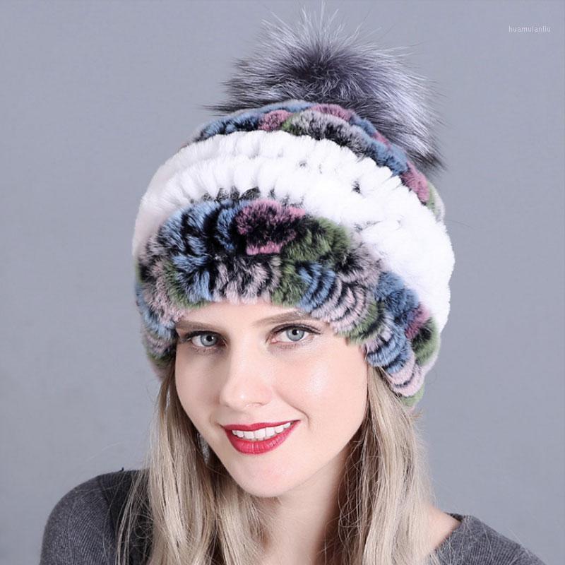 

Female Real Genuine Fur Cap Russian Winter Knitted Fur Hat Women Real Skullies Beanies1