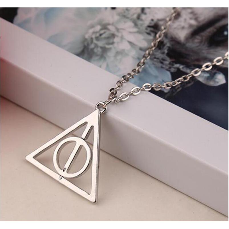 

100pcs Harry Book The Deathly Hallows Necklace Antique Silver Bronze Gold Deathly Hallows Pendants Potter Fashion sqciPh footballshoe