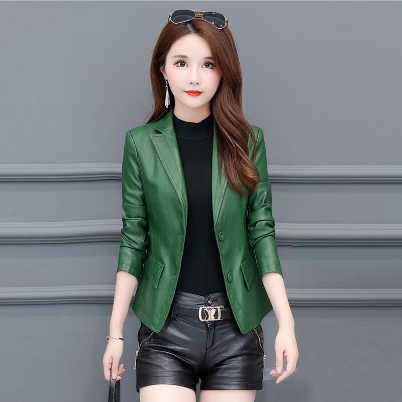 

New plus size 3xl female 2020 spring short thin women' leather jacket, Blake