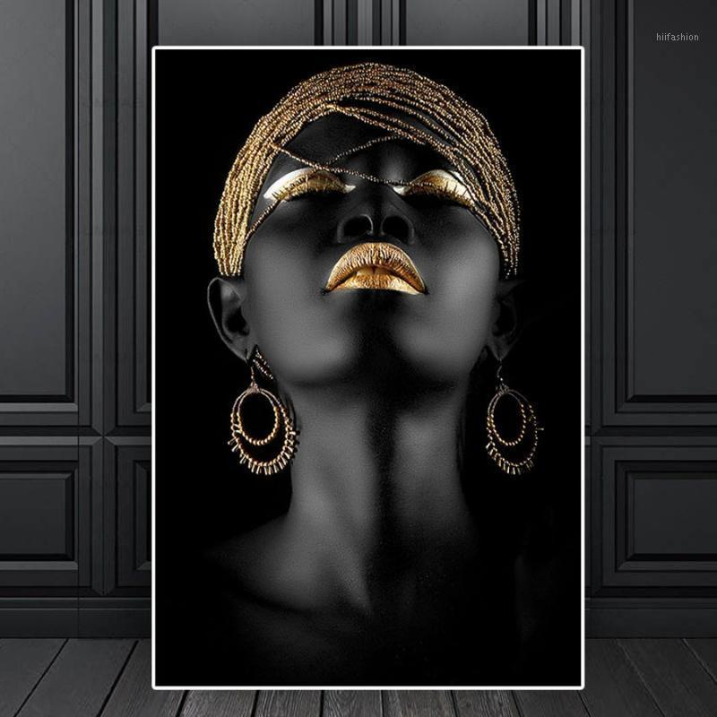 

Abstract Gold Black afrian Woman square round Diamond mosaic 5D DIY Diamond Painting Cross Stitch embroidery home decor1