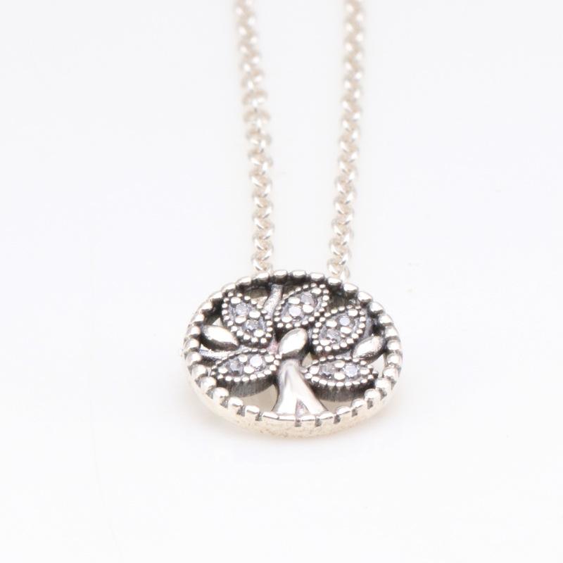 

Authentic 100% 925 Sterling SilverTree of Life Necklace Clavicle Chain for Women Gift