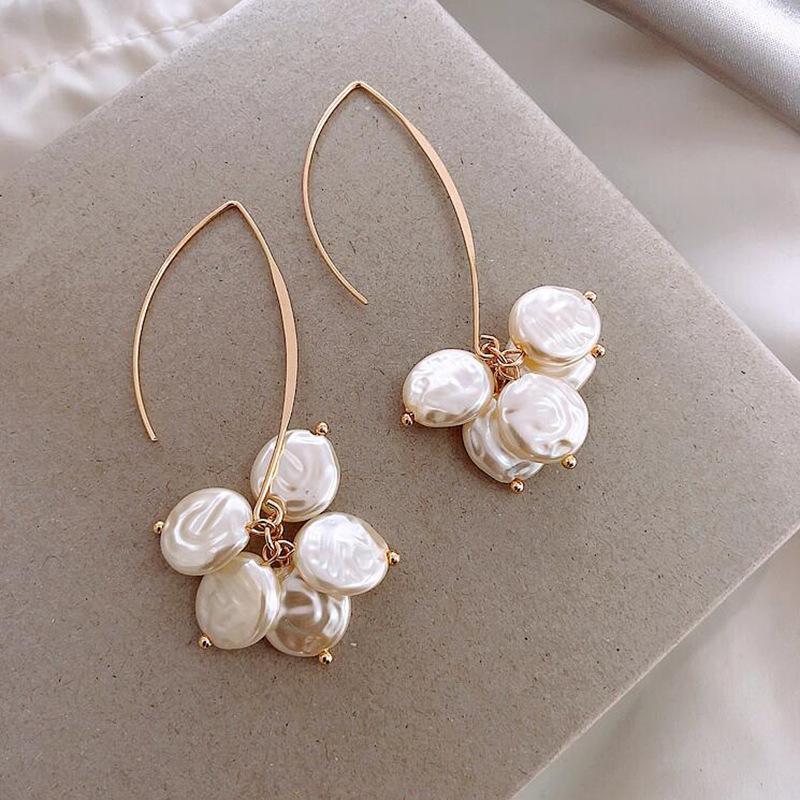 Femme Perle Fleur longue Dangle Boucles d/'oreilles Déclaration bijoux de mariage