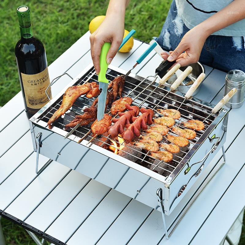 

Outdoor Charcoal Barbecue Grill Foldable Kitchen Stainless Steel BBQ Grill Patio Camping Picnic Burner Barbecue Full Set Of Tool1