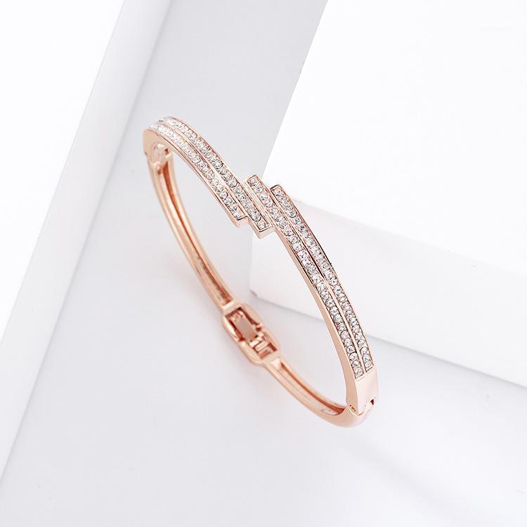 

2020 Geometric Metal Wrist Gold Color Three-Layer Rhinestone Charm Bangles For Women Party Jewerly Accessory Gift1
