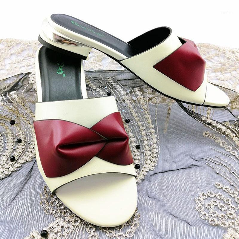 

High Quality Women Shoes Nigerian Ladies Sandals Comfortable Low Heel Shoes For Party in White Color1, Green