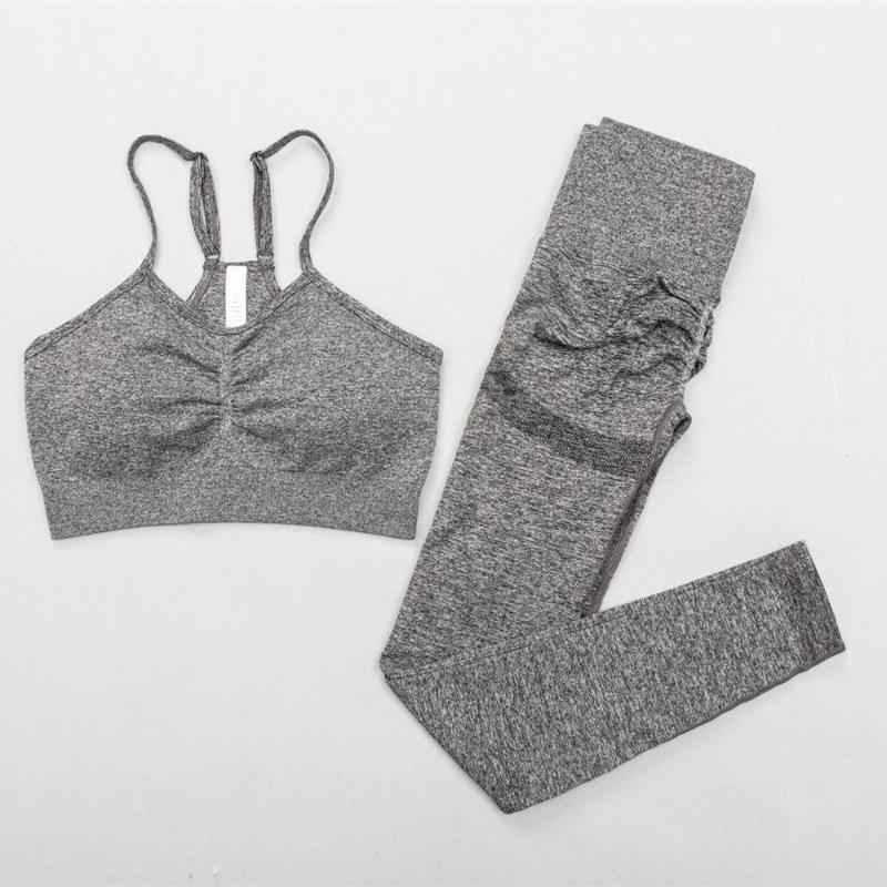 

Women GYM Tracksuits Seamless Yoga Set Sportswear Crop Tops Push Up Gym Fitness Sports Leggings Workout Clothings Set, Green