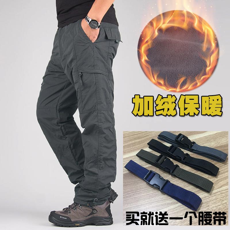 

Cargo Pants Mens Gothic Multiple Autumn Winter Male Trousers Outdoor Joggers Joggers Trousers Thick Fleece Harajuku Men Pants, Black