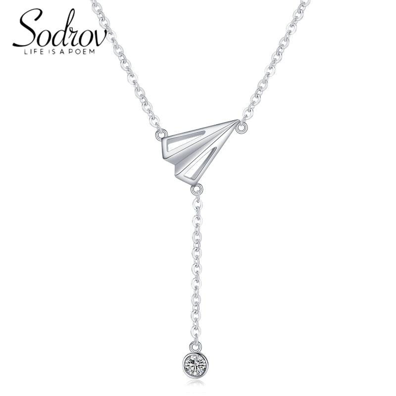

Sodrov 925 Sterling Silver Jewelry Cute Small Airplane Silver Necklace For Women Fine Jewelry 925 Necklace Jewlery