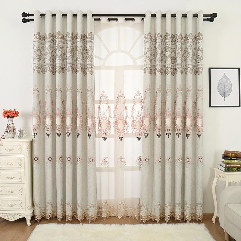 

Embroidered European Grey Royal Luxury Curtains for Bedroom Window Curtains for Living Room Elegant Drapes Tulle