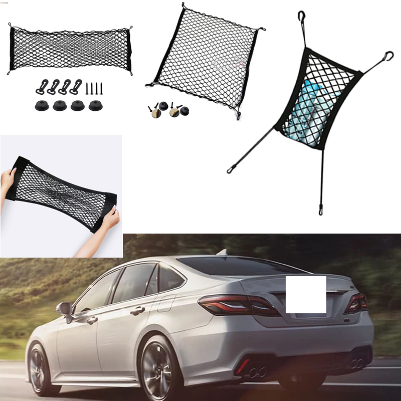 

For Toyota Crown Car Vehicle Black Rear Trunk Cargo Baggage Organizer Storage Nylon Plain Vertical Seat Net