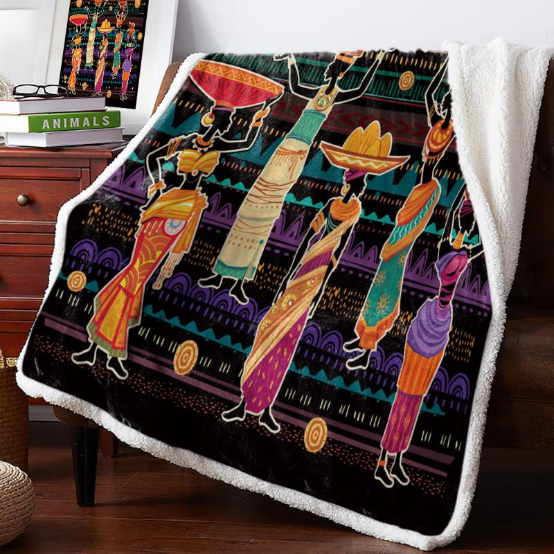 

African Women Apron Ceramic Cartoon Throw Blanket Bedspread Coverlet Soft Warm Fleece Blanket Christmas Decor Blankets for Beds