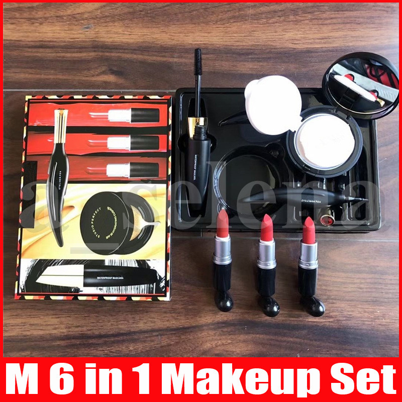 

Christmas Gift Look In A Box Makeup Set 6 in 1 Cosmetic Kit Matte lipstick Air Cushion Eyeliner Mascara Sets