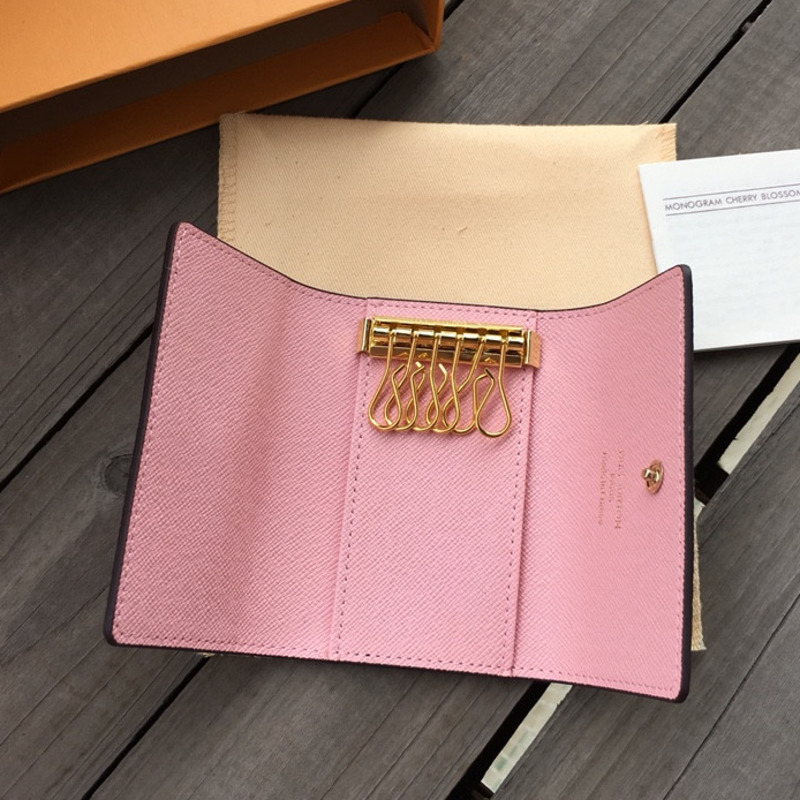 

With Box High Quality Fashion Women Men Classic 6 Key Holder Cover Keychain Men Dust Bag Key Ring 7 Colors Purses Card Holder wallet, Not sold separately