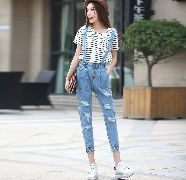 

Female New Spring Summer Removable Straps Cowboy Skull Seven Pants Vymw, Blue