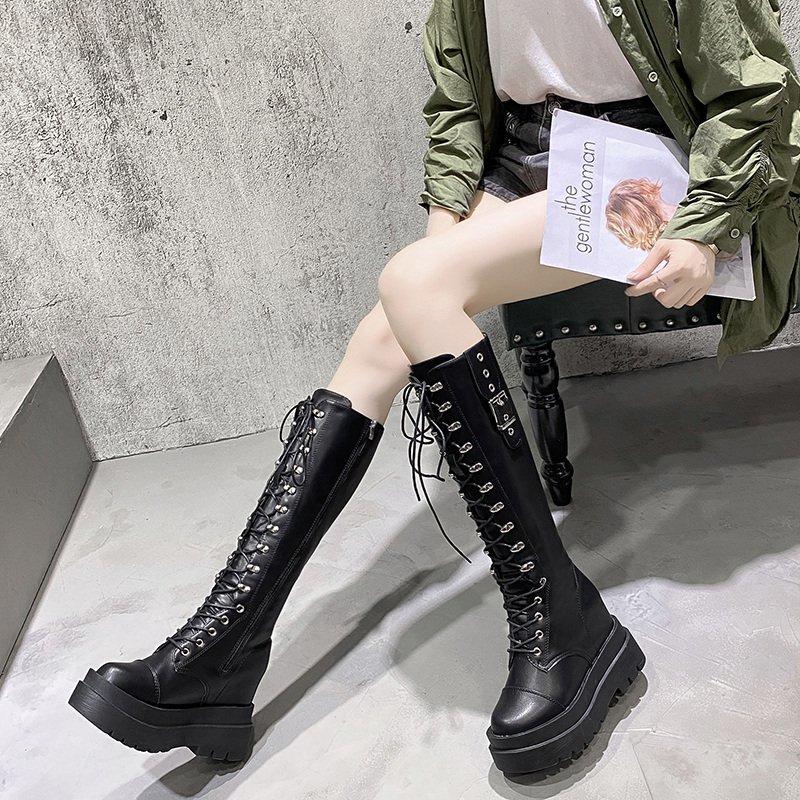 

2020 Sexy Slim Women's Wedges Over The Knee Boots Brand High Heels Platform Boots Slip on Winter Shoes Woman Boot, As pic