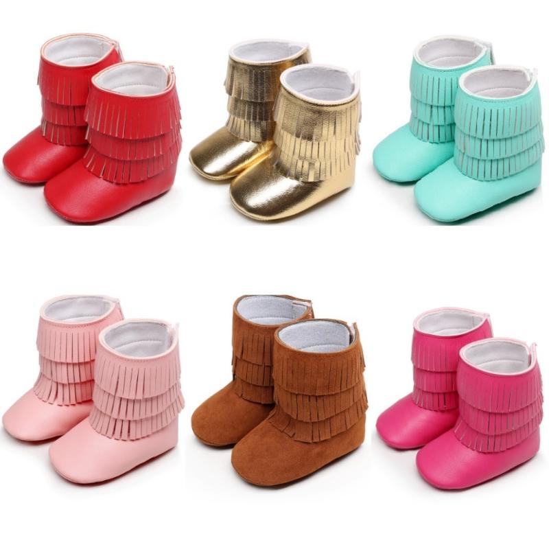 

2020 Christmas Baby Girls Boots Solid Moccs Newborn First Walkers Snow Boot Training Shoes Baby Boys Shoe Infant Moccasins -2y, Mix color and size