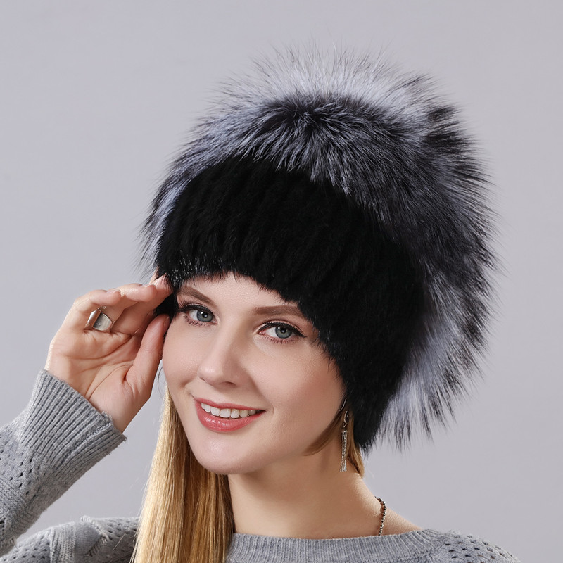 

Nova Moda Tampo do Inverno Quente Para As Mulheres Real Natural de Pele Vison chapu E Silver Fox Fur Novo Design Com, 002