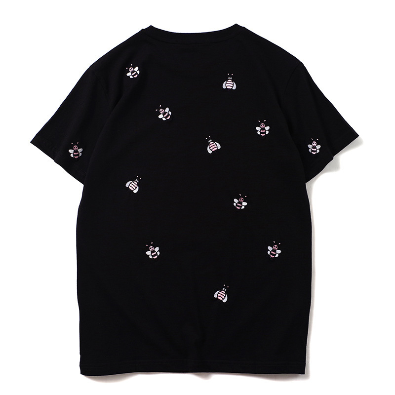 

2021 New High News 19ss Men Embroidered Pink Bee Hip Shirt Skateboard Street Cotton T-shirts Top Kenye # Bb4 RLH3