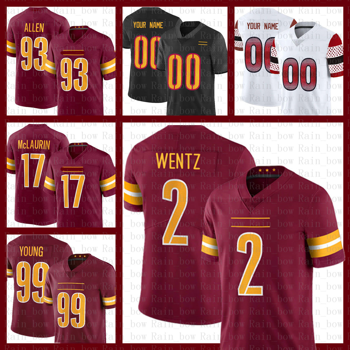 

2 Carson Wentz 99 Chase Young Football Jersey Jonathan Allen Terry McLaurin Commanders Sean Taylor Antonio Heinicke Gibson Riggins Washingtons Kamren Curl Sweat, Women size s-xxl(hp)