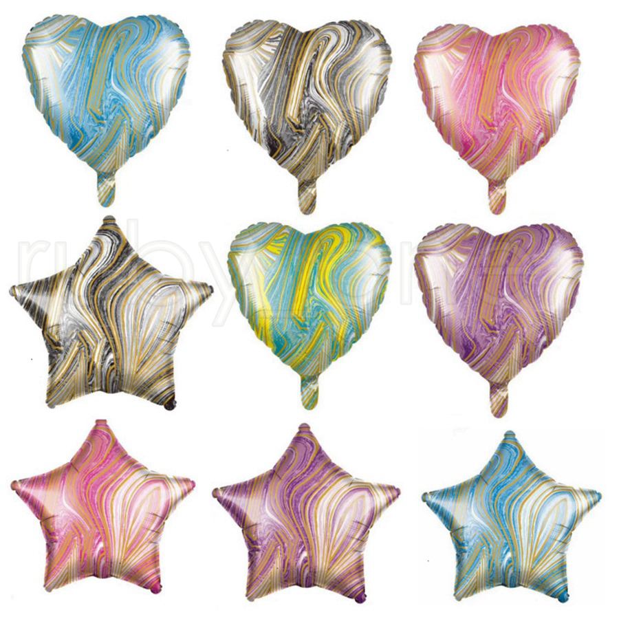 

18 Inch Agate Five-pointed Star Balloon 18 Inch Heart-shaped Round Five-pointed Star Aluminum Foil Balloons Birthday Decoration Ball RRA3831