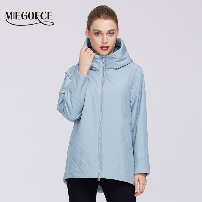 

MIEGOFCE 2021 New Collection Women' Cotton Windproof Warm Spring Jacket Medium-Long Resistant Hooded Collar Women' Jacket Coat, 605 dark blue