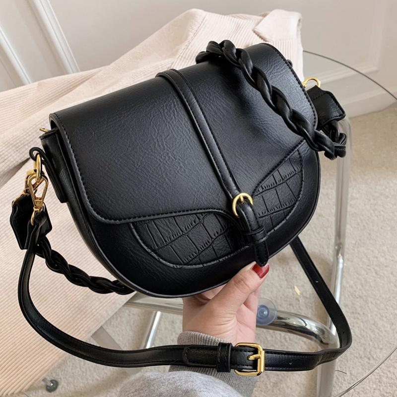 

2021 Vintage Crossbody Bags For Women Luxury Designer PU Leather Shoulder Bag Braided Strap Ladies Messenger Bag Bolsas Feminina, Beige