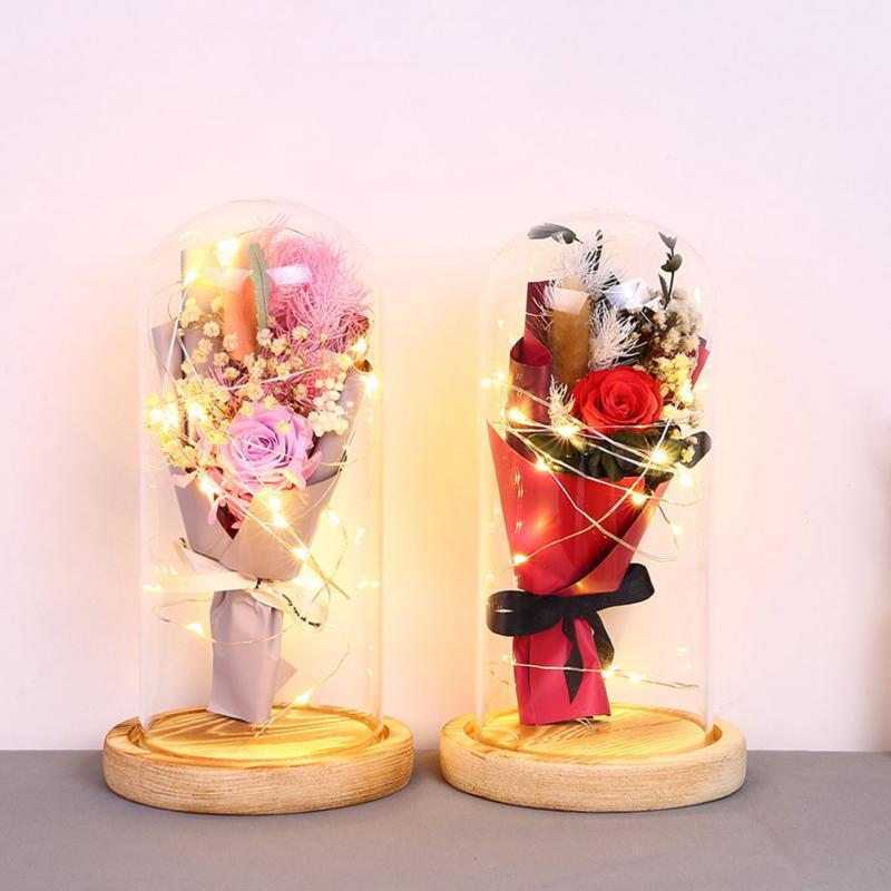 

Wedding LED Rose Lamp Bottle Desk Light Flower Night Lamp Romantic Valentine's Day Birthday Gift Decoration1, Pink