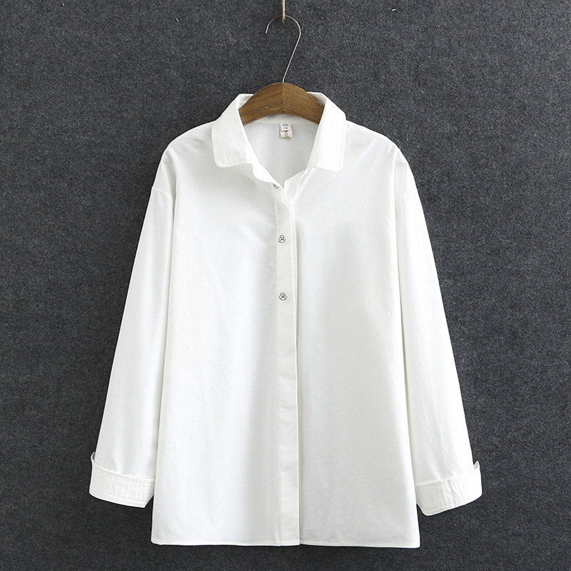 

Female Plus Size Embroidery Solid White Blouse Long Sleeve Spring Summer Tops Qqv6