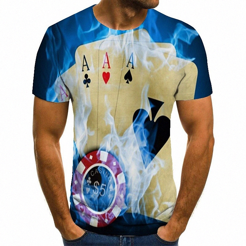 Men's Unisex Tee T shirt Shirt 3D Print Graphic Prints Poker Plus Size Round Neck Casual Daily Print Short Sleeve Tops Basic Fashion Designe