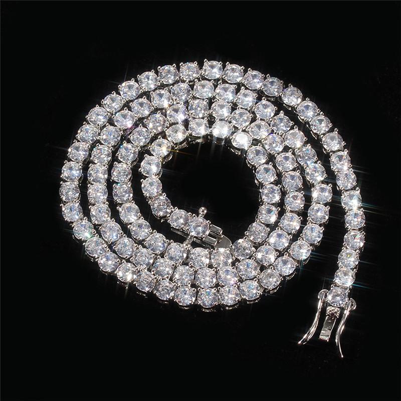

16/18/20/22/24 inch Hip Hop Necklaces For Men Women Vintage Fashion Rose Gold/Silver Color White Zircon Pink Stone Long Necklace