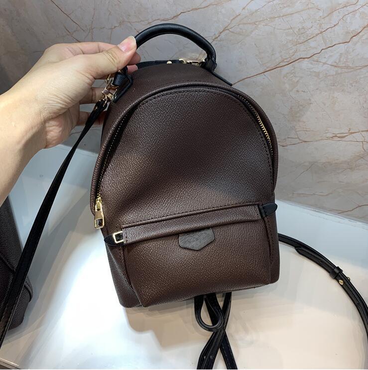 

Women Mini palm Springs Designer Leather Fashion BackPack Shoulder Handbag small Back pack Messenger Bag Mobile Phone Purse M44873, Brown with logo