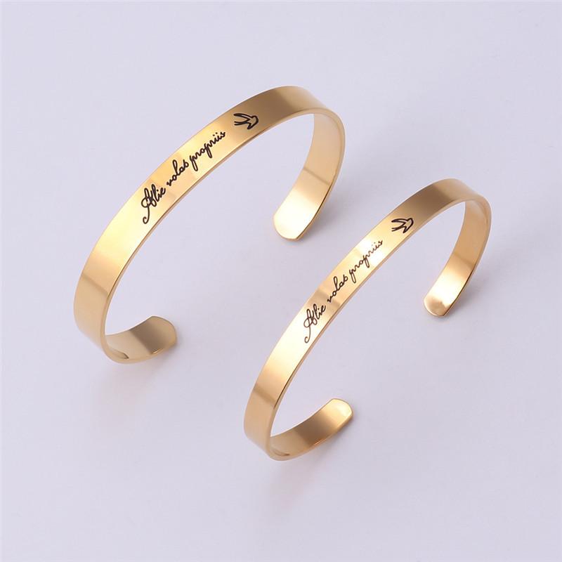 

Minar Exquisite Stainless Steel C Shape Bangles for Women Simple Open Letter Bangles Party Jewellery Gifts Accessories
