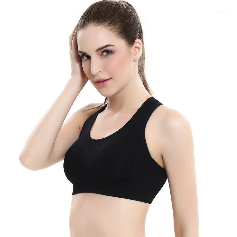 

Women Female No Trace No Rim Running Yoga Vest Underwear Sleep Sports Bra Solid Color Breathable Fitness Bra1, Sky blue