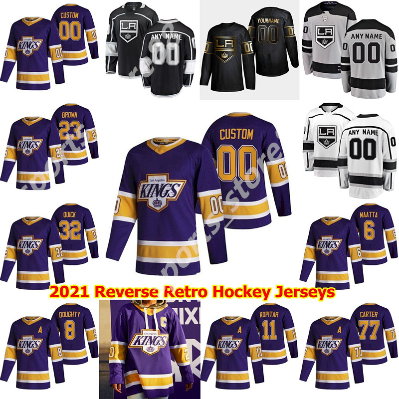 

Los Angeles Kings 2021 Reverse Retro Hockey Jerseys 11 Anze Kopitar Dustin Brown Jonathan Quick Drew Doughty Alex Iafallo Custom Stitched, Colour 16