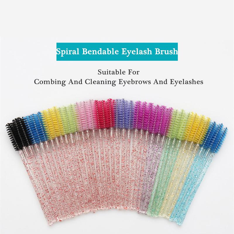 

50 Pcs/Pack Disposable Crystal Rod Nylon Brush Head Portable Eyebrow Brush Eyelash Cosmetic Tools