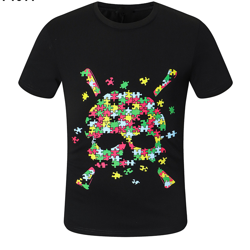 

wholesale Skull crystal Tees designer men T-shirt Summer print letter Bear Skateboard Casual Punk tops Tee man Shirts Fashion luxury clothing short sleeve 100% cotton, 24