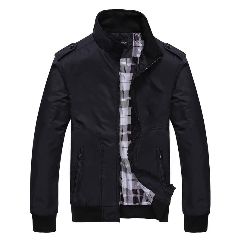 

New Style Jacket Men Stand Collar Thin Windbreaker Jacket Coat Men Casual Slim Fashion Chaqueta Hombre, Black