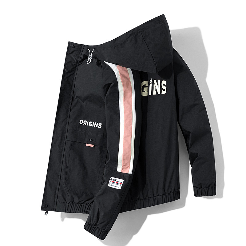 

Men's spring summer 2020 fashion male thin baseball bomber streetwear casual jacket big size QAG1, Black