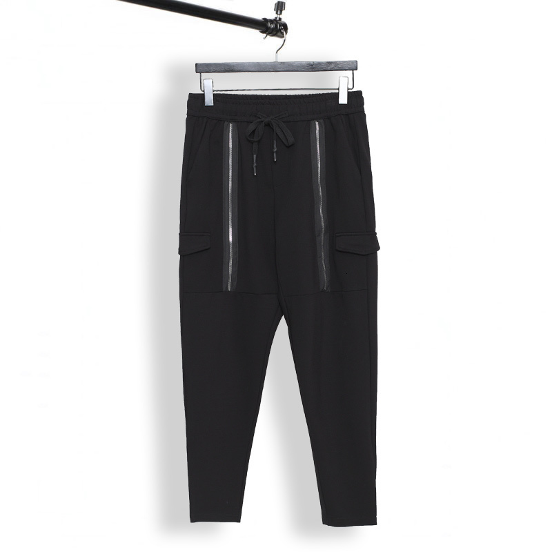 

2021 Original Fall/winter Custom New Patchwork of Men Casual Men's Nine-minute Pants DMER, Black