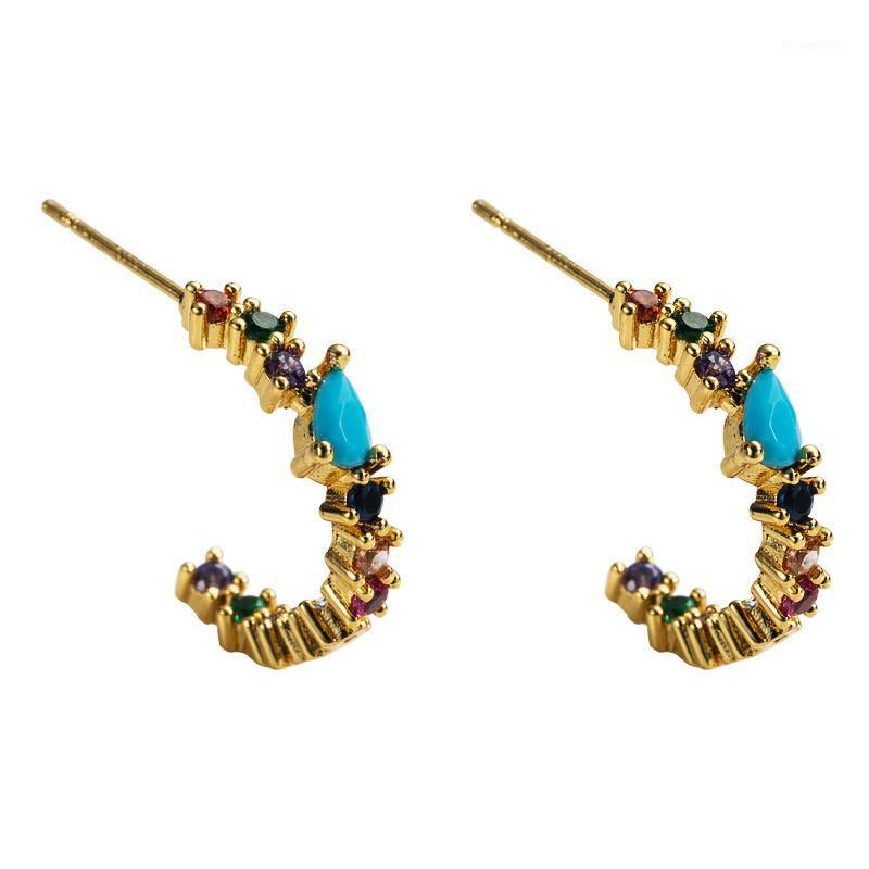 

Vintage Geometric Big Round Circle Charm Copper Hoop Earring Luxury Multi Color CZ Cubic Zircoina Pave Hoop Earring Lady Jewelry1