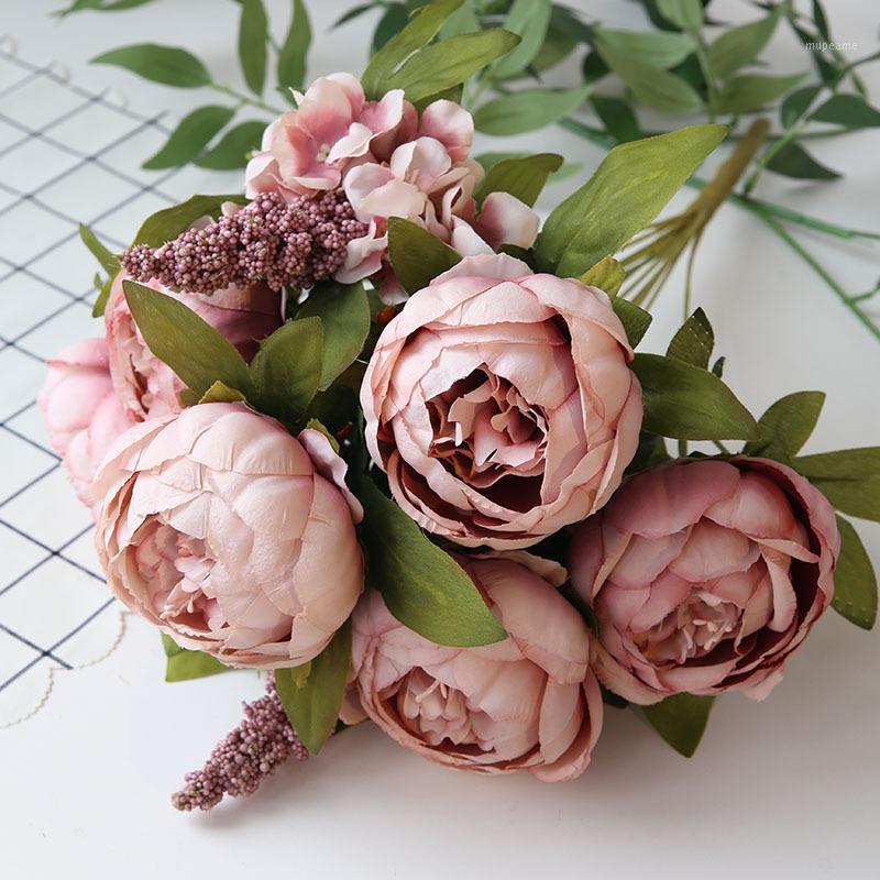 

Artificial Peony Flowers Autumn Home Decoration European Peony Silk Artificial Flower Weeding Decoration Flowers1, Pink