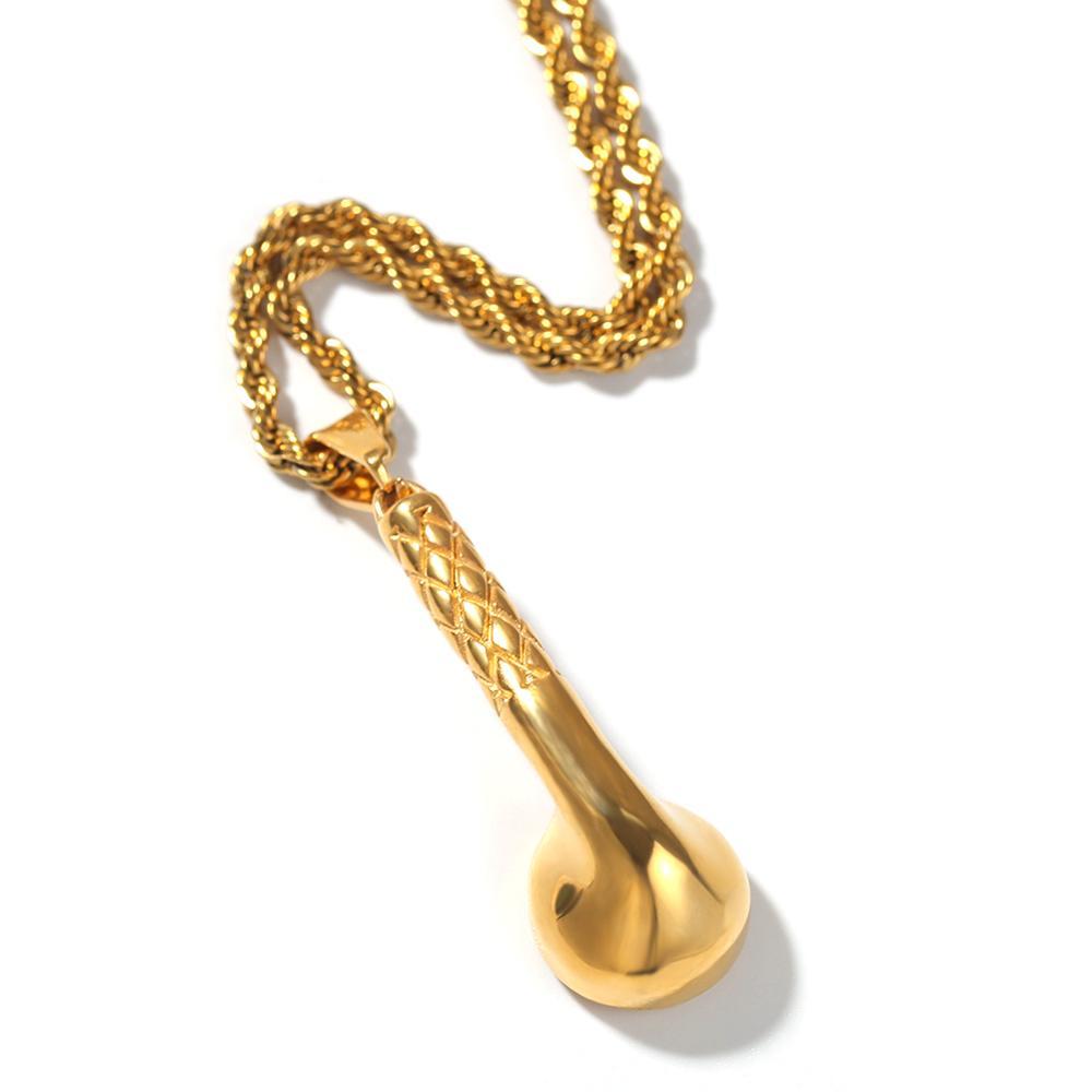 

Ao Inoxidvel Novo Ouro Fone De Ouvido Pingente Masculino e Feminino Estudantes Moda Simples Hip-hop Jias 8hai