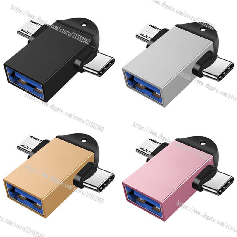 

OTG Adapter Type-C Micro USB 2 in 1 Android Phone Adapter Tablet PC OTG Adapter Cable, For Samsung Huawei, Rose gold