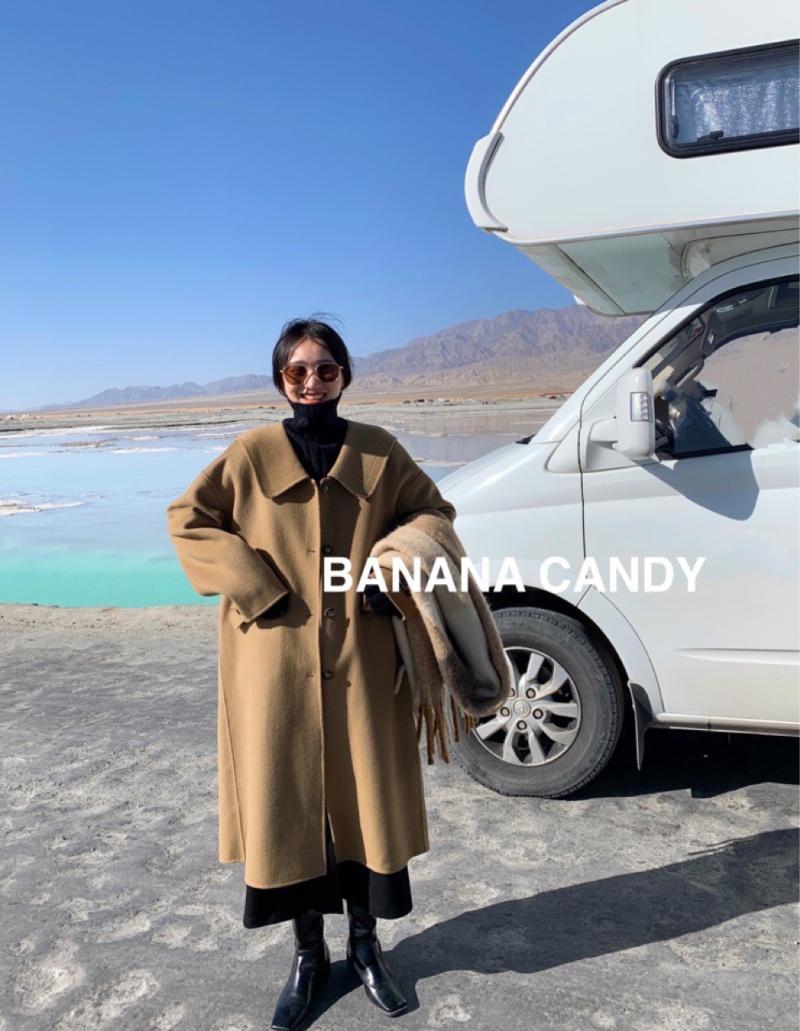 

New winter warm cashmere coat female in long wool navy brought cloth coat 8537 100%, Gray