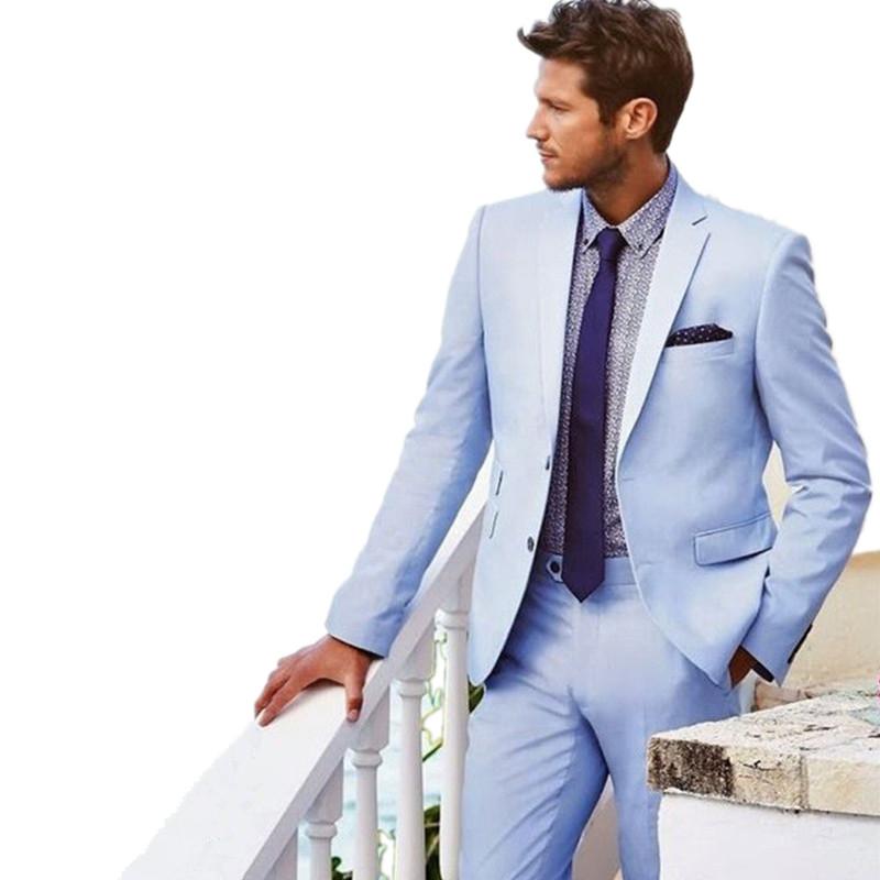 

Sky Blue Mens Groom Tuxedo Wedding Suits 2 Piece Slim Fit Groomsman Party Suits Business Casual mens wedding groom, Black