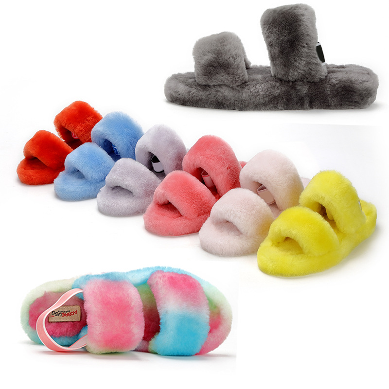 

Women Kids Pantoufle Slipper Furry Designer Slippers Fur Rainbow Mules G Checker Slide Slides Platform Sliders Hausschuhe Thick Bottom U