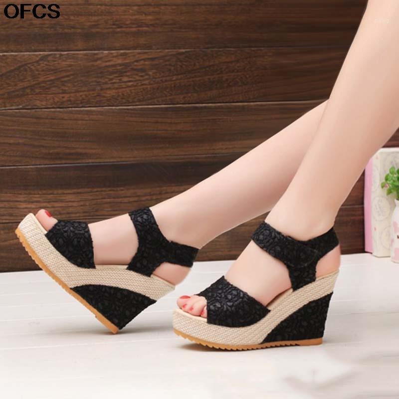 

Women Sandals Summer New Fashion Wedge Sandals New Open Toe Fish Head Fashion Platform High Heels Women Shoes Free Shipping1, Beige
