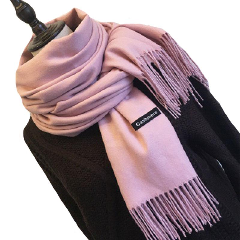 

VISNXGI Winter Women Scarf Fashion Solid Double-side Soft Cashmere Scarves Shawl And Wraps Female Foulard Tassel Women's Scarves