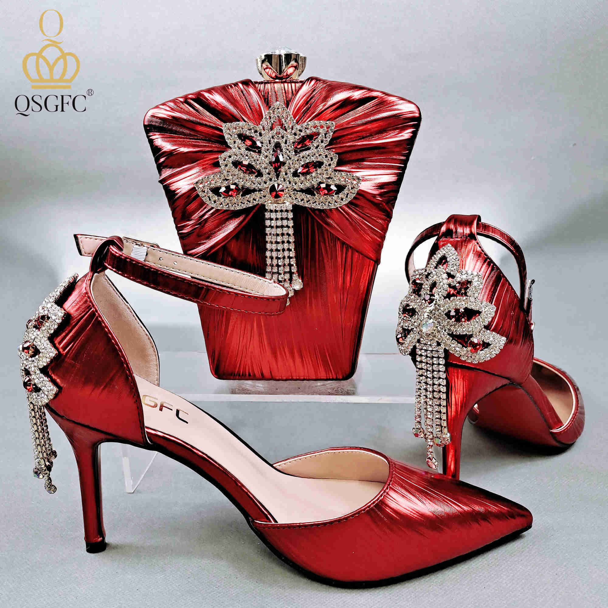 

Paris Designer red color sexy high heel pointed shoes for Italian design any occasion with matching bag set in arrive new Famous brand TopSelling, Black