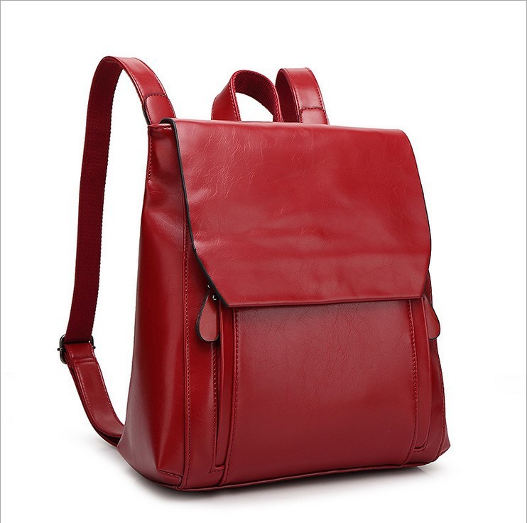 

High quality leather 2019 great female backpack capacity new c1161, Red.